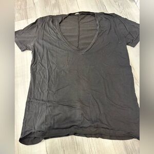 Monrow Deep V-Neck Black Tee
